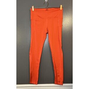 Los Ojos Pants Womens Small Orange High Rise Pocket Leggings Athletic Yoga Gym